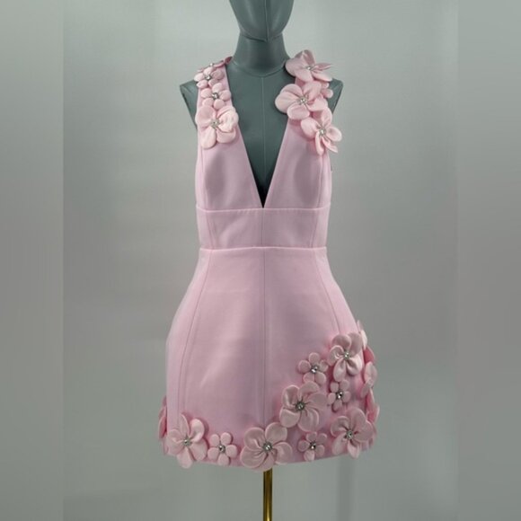 🆕 BRONX & BANCO 🧿 NWOT Estelle Floral Mini Dress, Blush Pink - Sz L US 8 - Picture 12 of 17